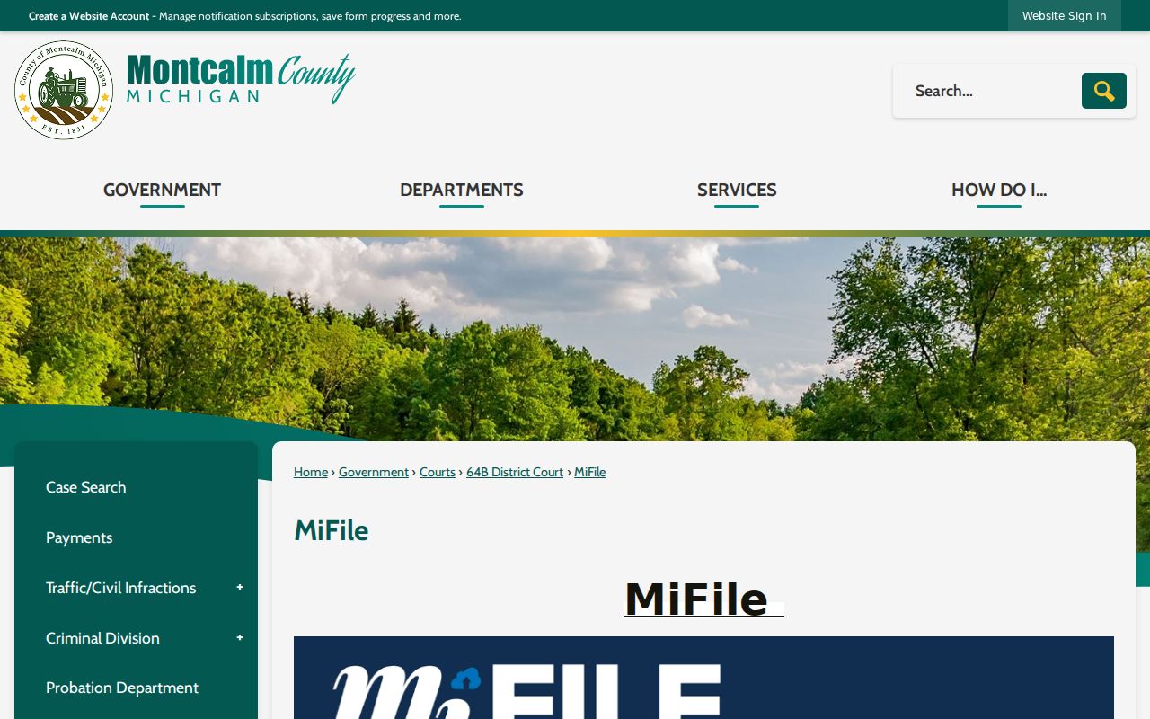 Montcalm County public workstation and electronic filing page for arrest warrant record research