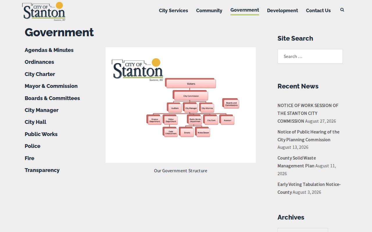 Stanton City Hall and county seat contact page for Stanton warrant records